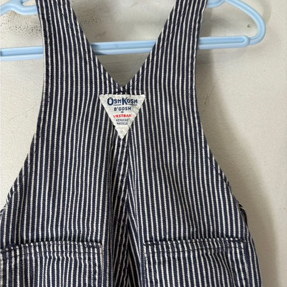 Vtg Baby‎ B'Gosh OshKosh Railroad Stripe Demin Vestbak Overalls Size 18 Months